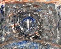 a painting of a tunnel with a cross in the middle